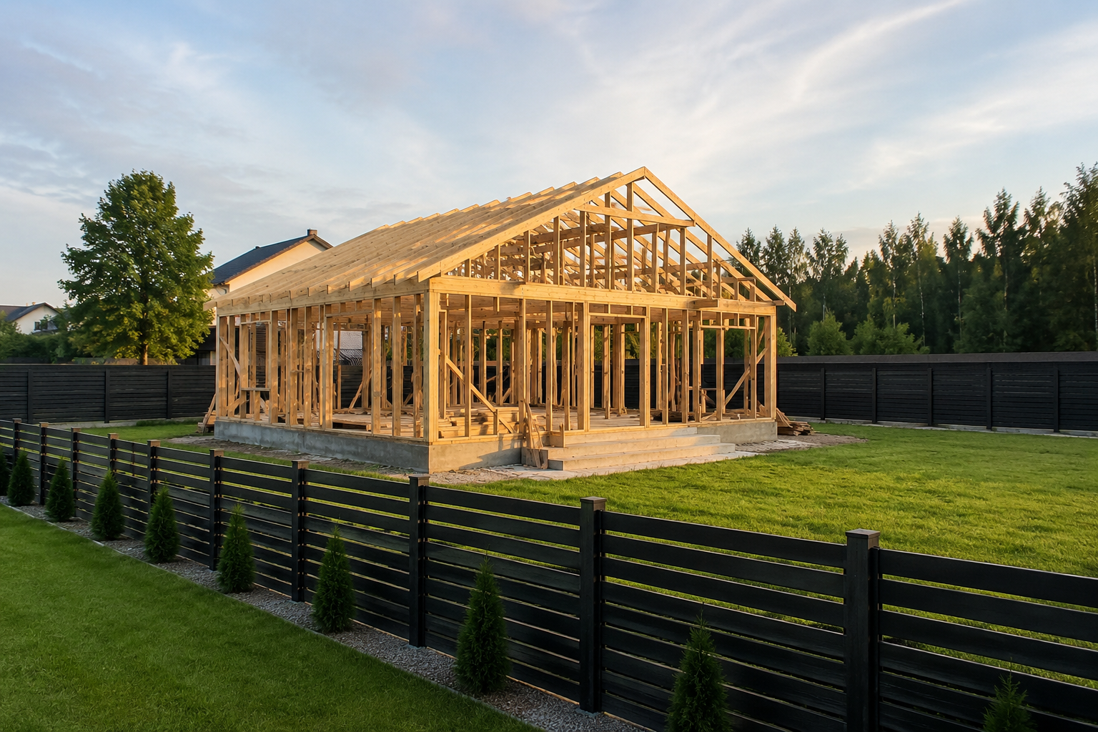 Rohbau eines Hauses in der Bauphase